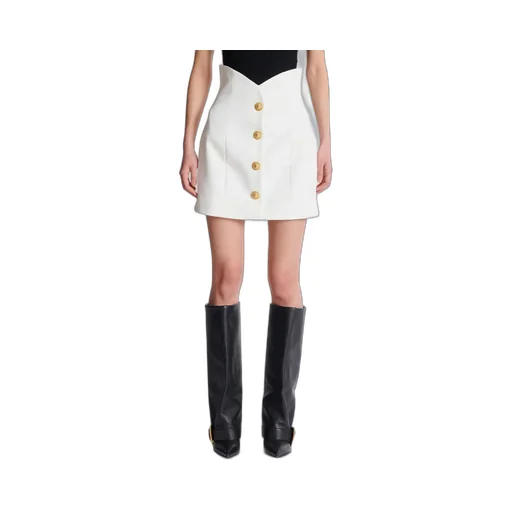 Double Crepe Tulip Skirt With Buttons
