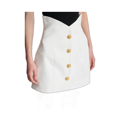 Double Crepe Tulip Skirt With Buttons