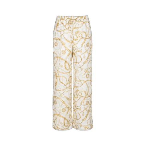 Flowing Printed Silk Trousers With Balmain Chains Pattern