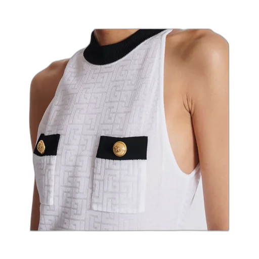 Two-Tone Monogrammed Knit Bodysuit