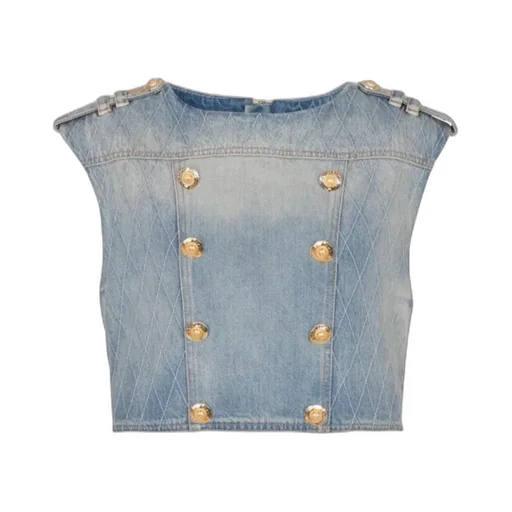 Balmain Quilted Cropped Top