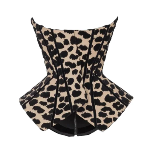 Leopard-Print Structured-Corset Blouse