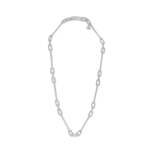 Celine Charms Thin Short Chain Necklace In Brass With Rhodium Finish