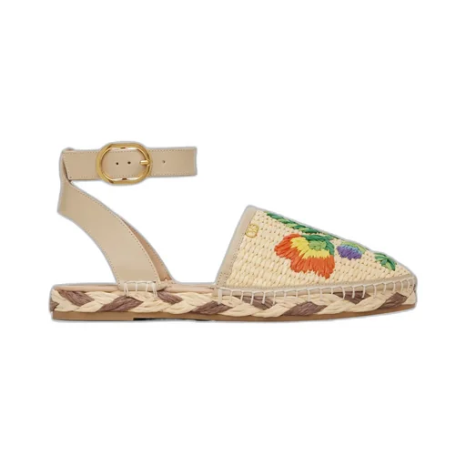 Polished Leather And Woven Faux Espadrilles