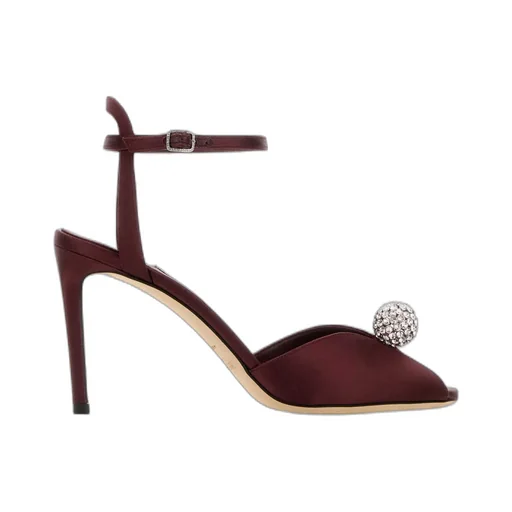 Jimmy Choo Sacora 85 Embellished Satin Sandals