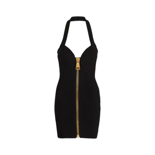 Backless Zipper Fitted Knit Short Dress