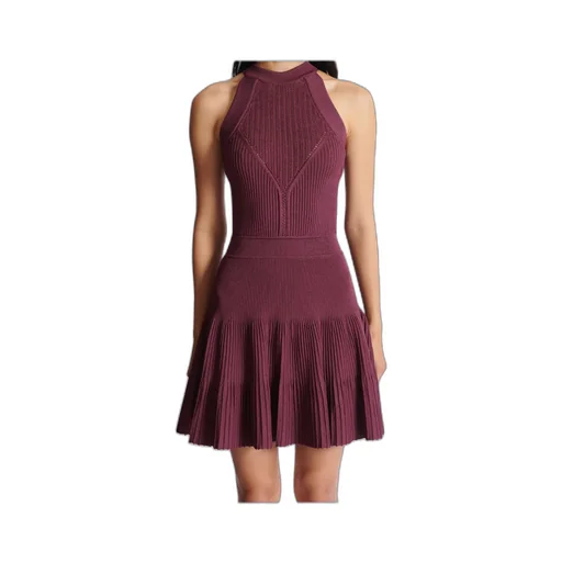 Sleeveless Flared Dress In Openwork Knit