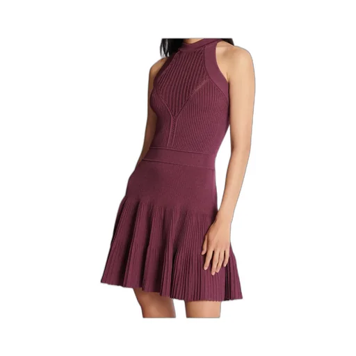 Sleeveless Flared Dress In Openwork Knit