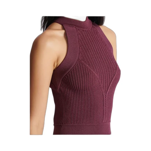 Sleeveless Flared Dress In Openwork Knit