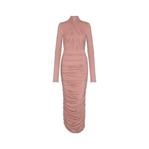 Pleated Jersey Midi Dress