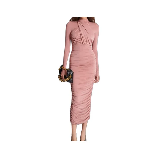 Pleated Jersey Midi Dress
