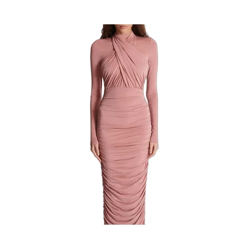 Pleated Jersey Midi Dress