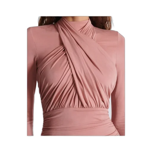 Pleated Jersey Midi Dress