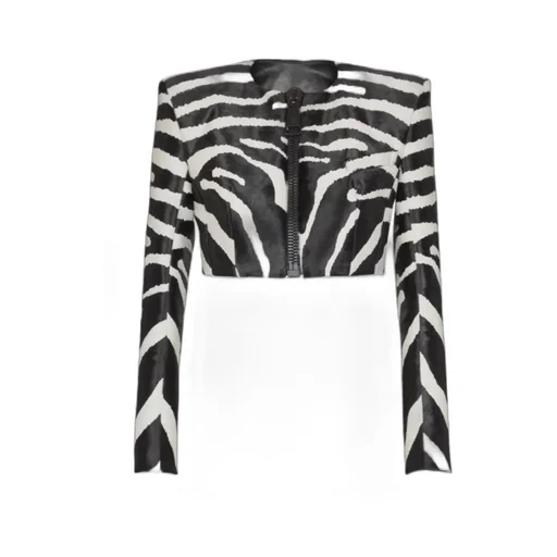 Zippered Zebra Print Casual Jacket