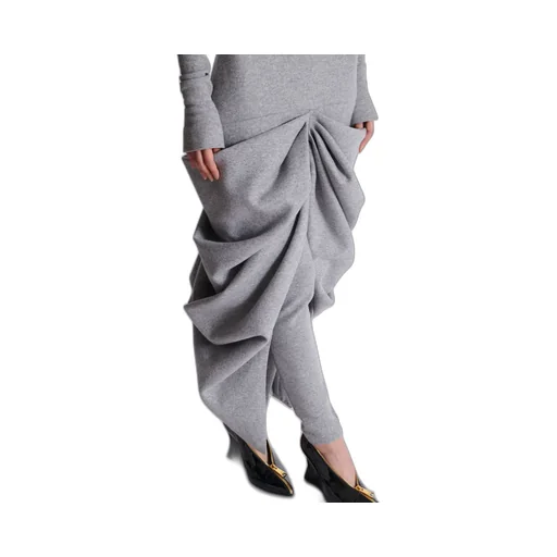Long Draped Cotton Knit Dress