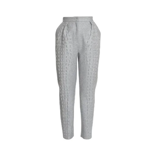 Wool-Cotton Embossed Crocodile-Print Trousers