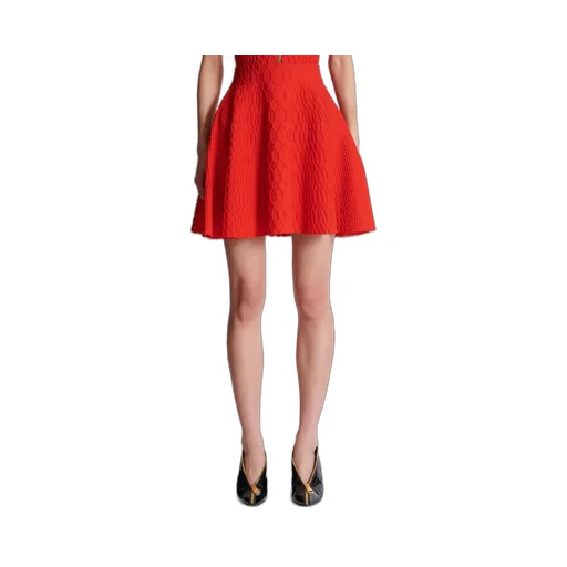 Flared Crocodile-Knit Skirt