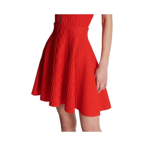 Flared Crocodile-Knit Skirt