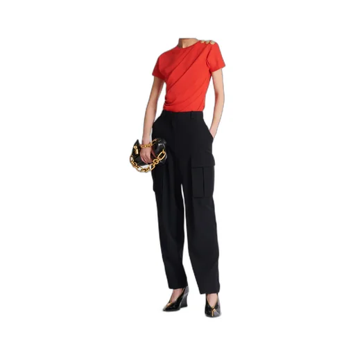 Short-Sleeved Draped Jersey T-Shirt