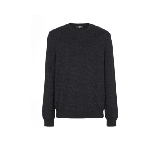 Monogram Knit And Leopard Pattern Jumper
