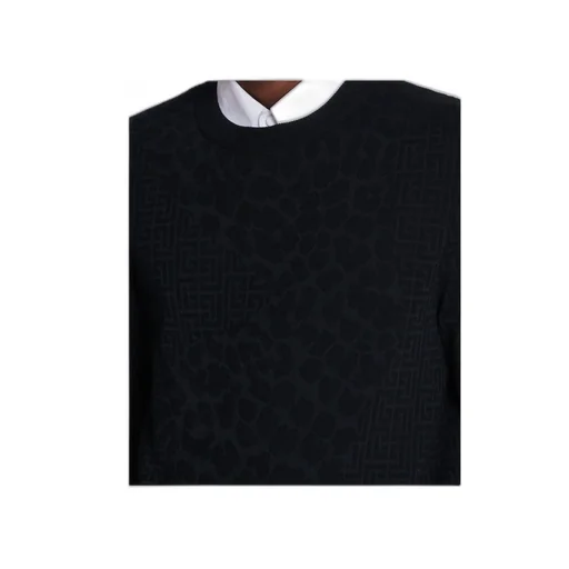 Monogram Knit And Leopard Pattern Jumper