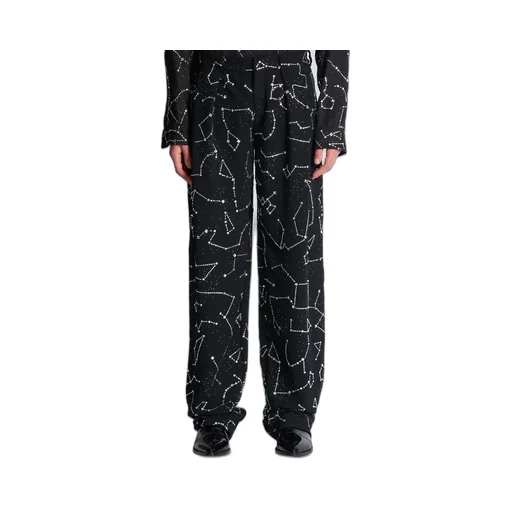 Crepe Trousers With Rhinestone Constellation Motif
