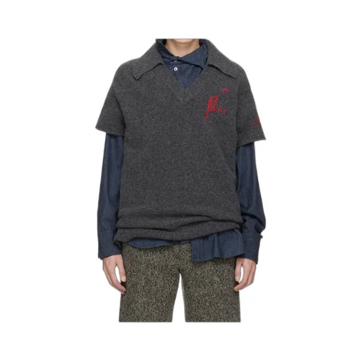 Wool And Cashmere Blend Logo Vest