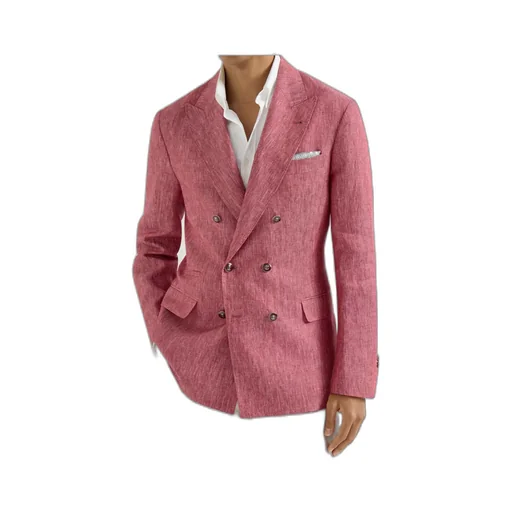 Flap Pockets Denim Buttons Blazer