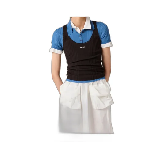Miu Miu Striped Ribbed Vest