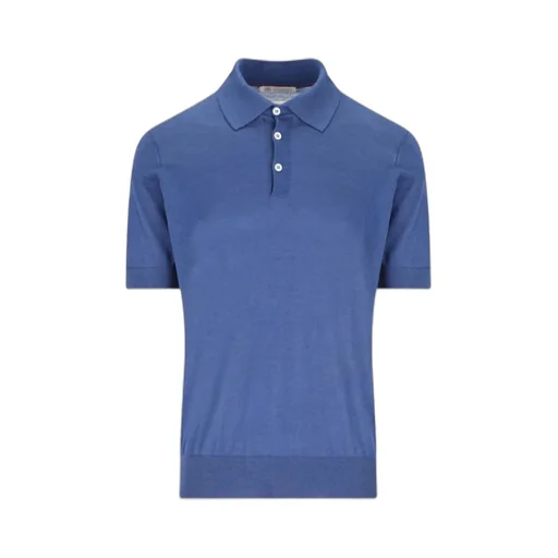 Ribbed-Hem Buttoned Polo Shirt