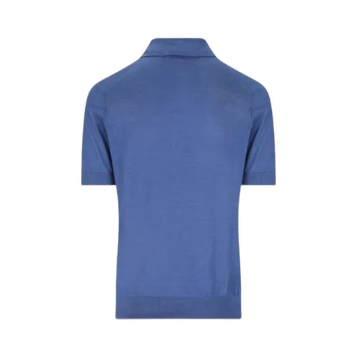 Ribbed-Hem Buttoned Polo Shirt