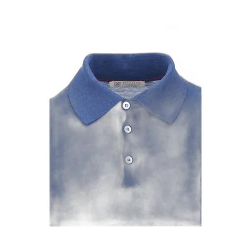 Ribbed-Hem Buttoned Polo Shirt