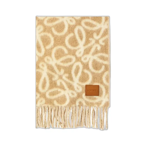 Loewe Anagram Intarsia Fringed Scarf
