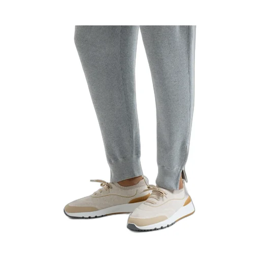 Brunello Cucinelli Logo Embossed Knitted Lace-Up Sneakers