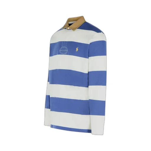 Striped-Pattern Long-Sleeve Polo Shirt