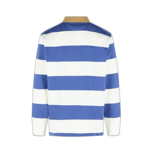 Striped-Pattern Long-Sleeve Polo Shirt