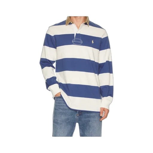 Striped-Pattern Long-Sleeve Polo Shirt