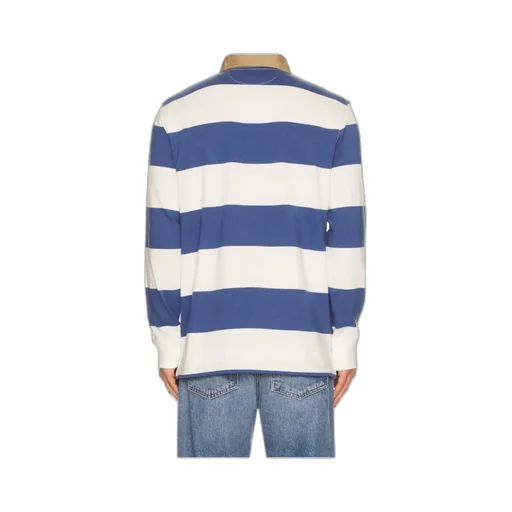 Striped-Pattern Long-Sleeve Polo Shirt