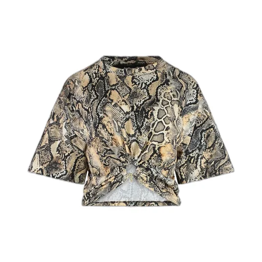 Just Cavalli Snake Print Cropped T-Shirt