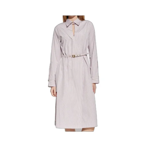 Fendi Striped Belted Waist Shirt Dress