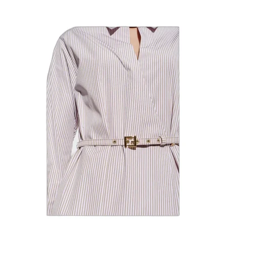 Fendi Striped Belted Waist Shirt Dress