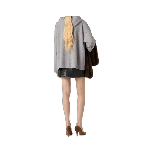 Miu Miu Zip-Up Drawstring Knitted Hoodie