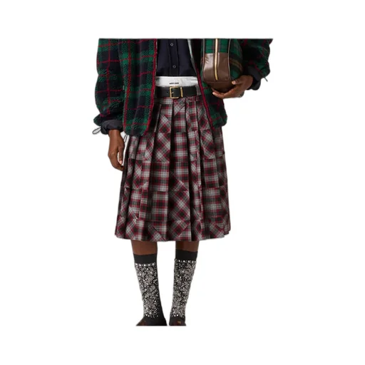 Tartan Patchwork Midi Skirt