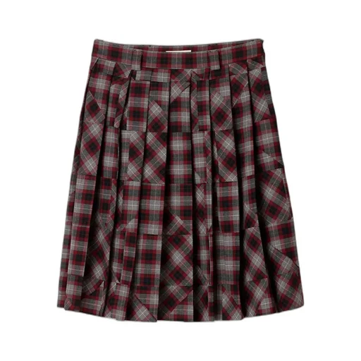 Tartan Patchwork Midi Skirt