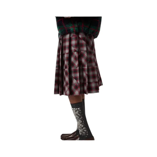 Tartan Patchwork Midi Skirt