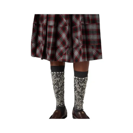 Tartan Patchwork Midi Skirt
