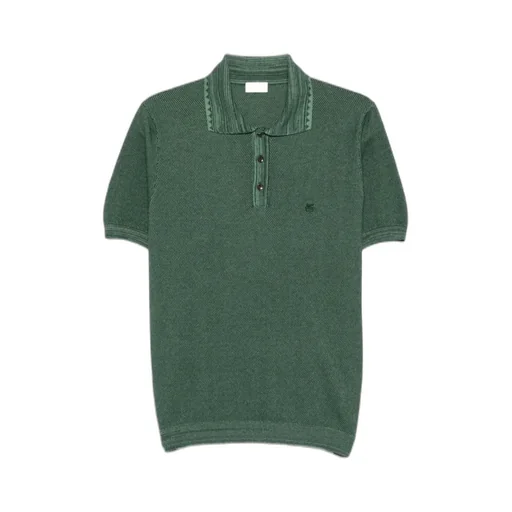 Etro Logo Embroidered Pique Polo Shirt