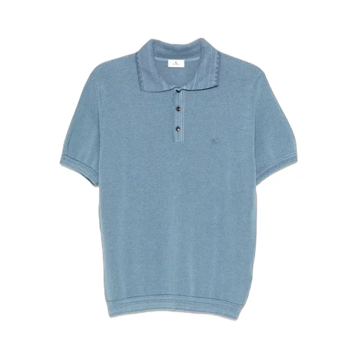 Etro Logo Embroidered Pique Polo Shirt