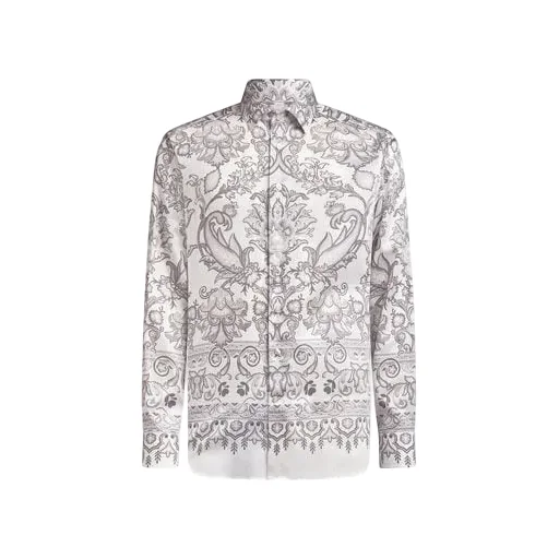 Cotton Shirt With Placed Print