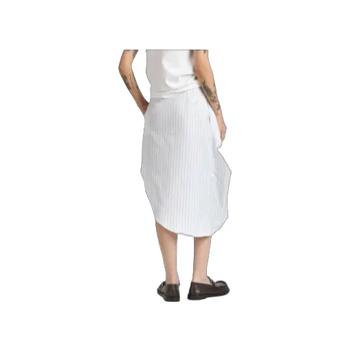 Asymmetric Draped Skirt In White & Blue
